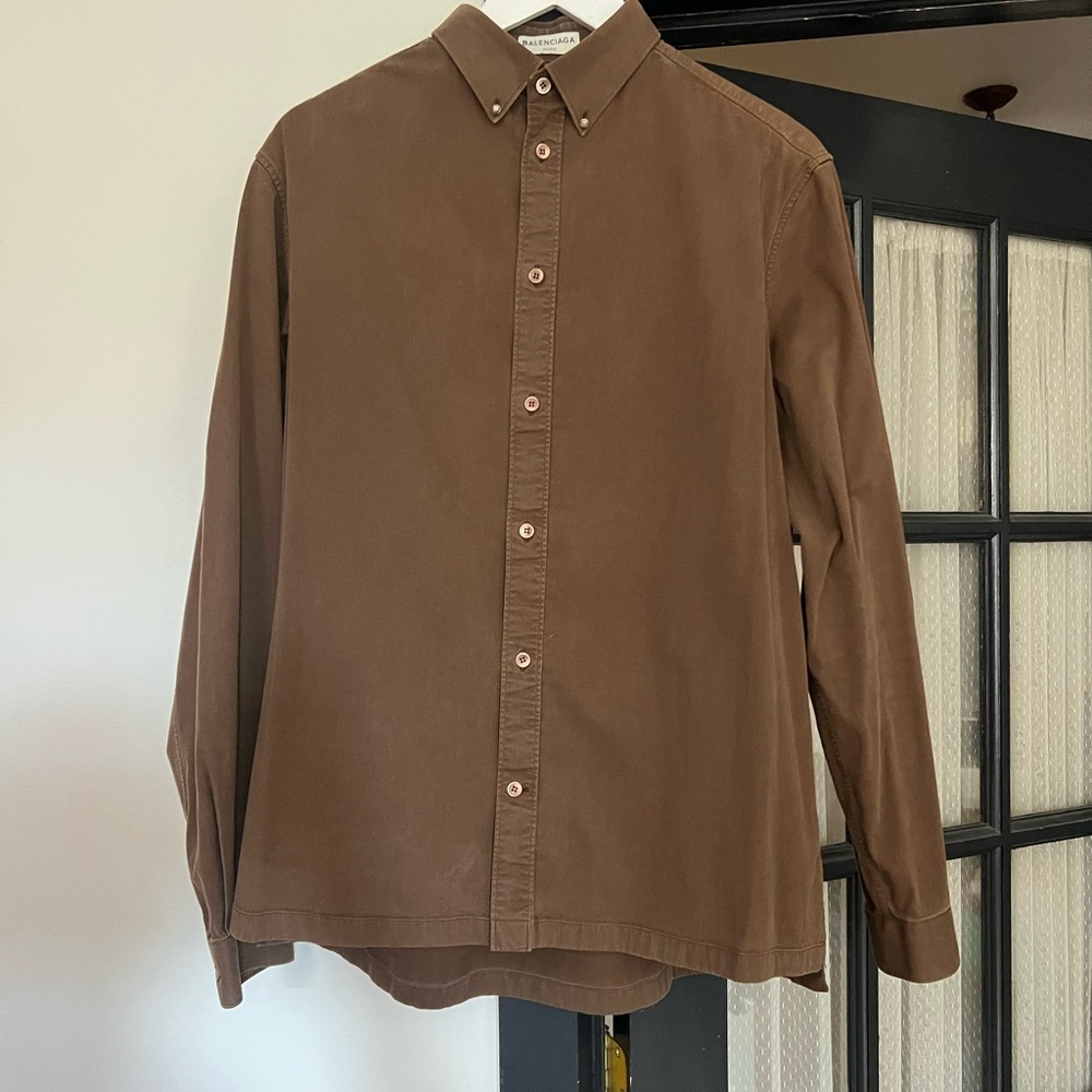 BALENCIAGA Brown Cotton Shirt 39 S